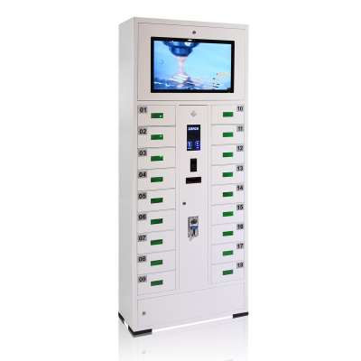 18 door mobile phone charging locker station with Advertising screen